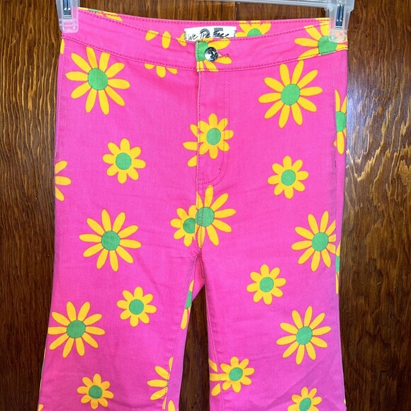 We the Free Flare Jeans Pink Floral Retro Festival Concert Denim Flower 25 - Picture 10 of 12